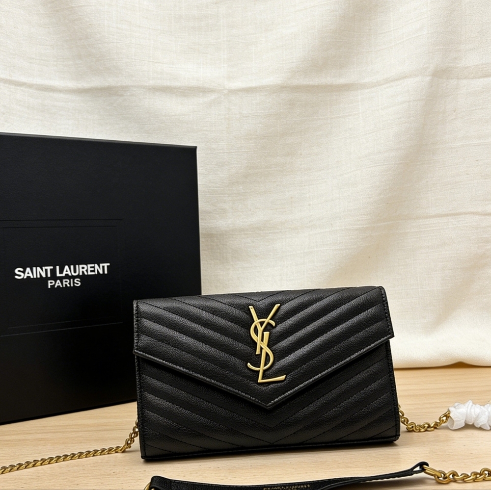 YSL Wallet on Chainin Black